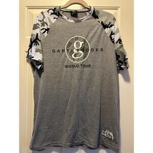 Garth Brooks World Tour T Shirt Mens Large Gray Raglan Camo